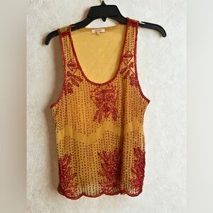 Sundance Yellow Tank Top with Red Embroidery
